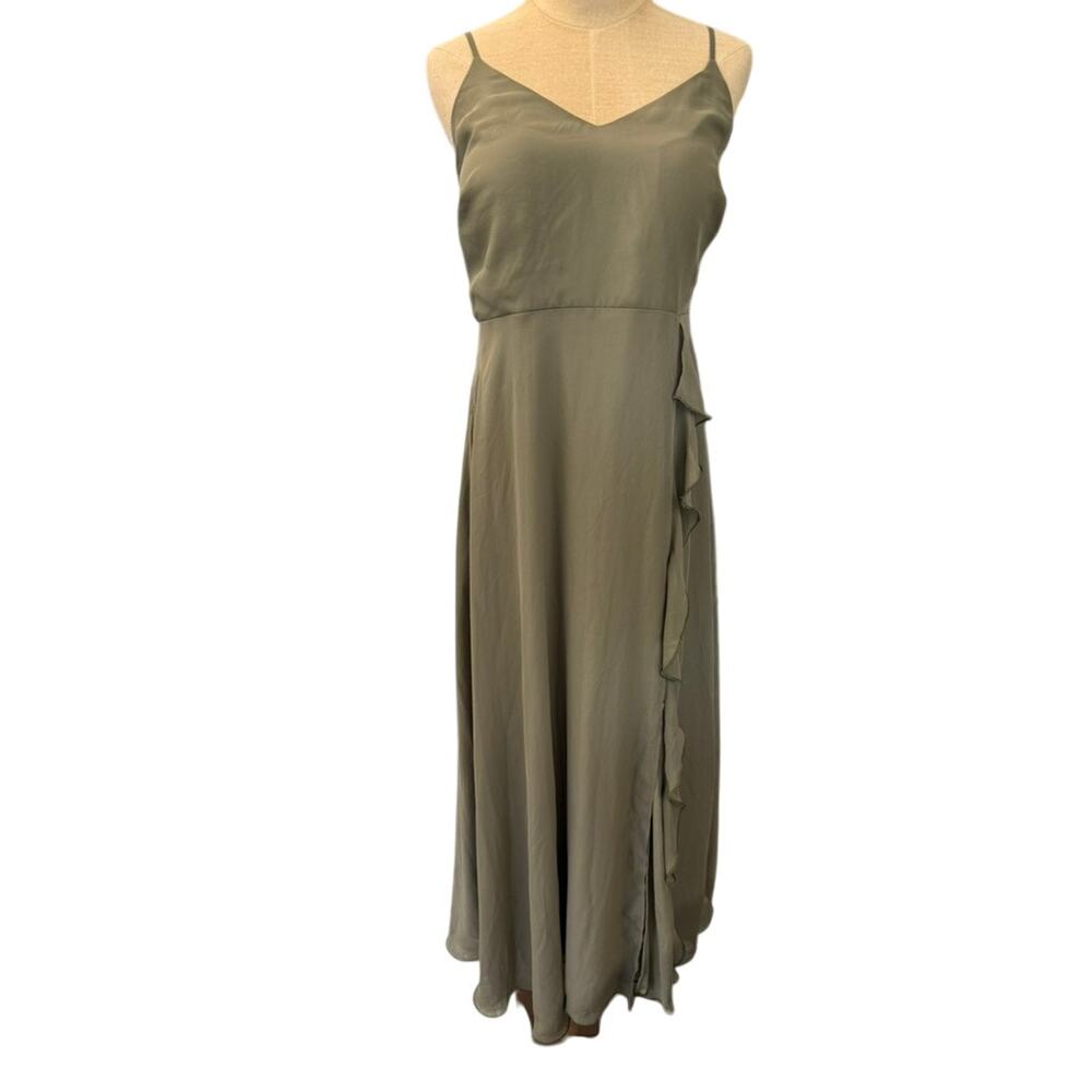 NWT! "BIRDY GRAY" Green Bridesmaid Dress Sleeveless SZ L SMALL SPOT Formal Flows